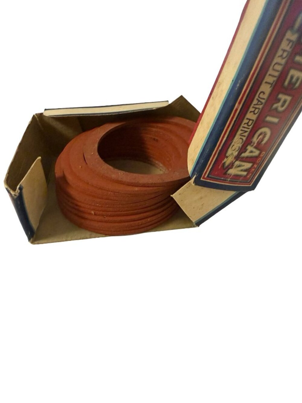Vintage American Fruit Jar Rings Box with 1 Dozen Original Red Rubber Canning Ri - Picture 5 of 5